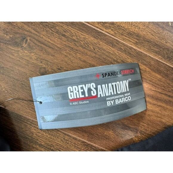 Greys Anatomy L black men’s spandex stretch scrub top - Picture 5 of 6
